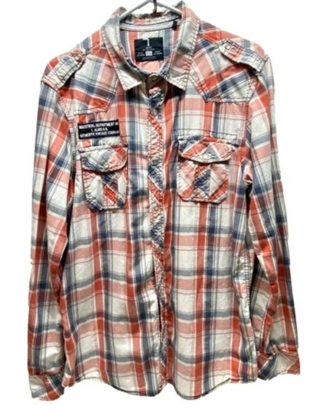 Buffalo i Jeans Pearl Snap Shirt Men's Large Multi Plaid Vintage Y2K Western Top